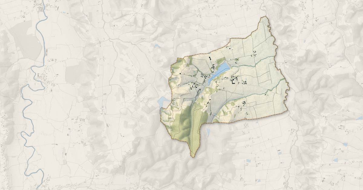 Portrait cartographique de Antin : relief, eau, forêts, bâti et voies, calculés à partir des données de l'IGN