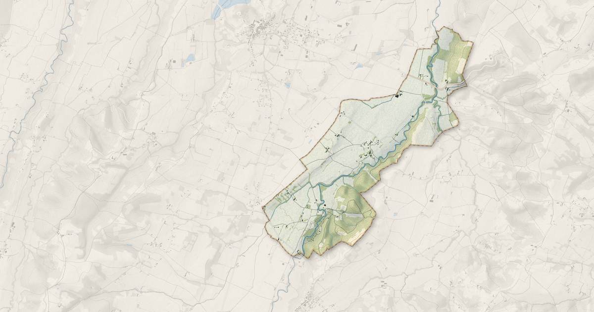 Portrait cartographique de Aries-Espénan : relief, eau, forêts, bâti et voies, calculés à partir des données de l'IGN