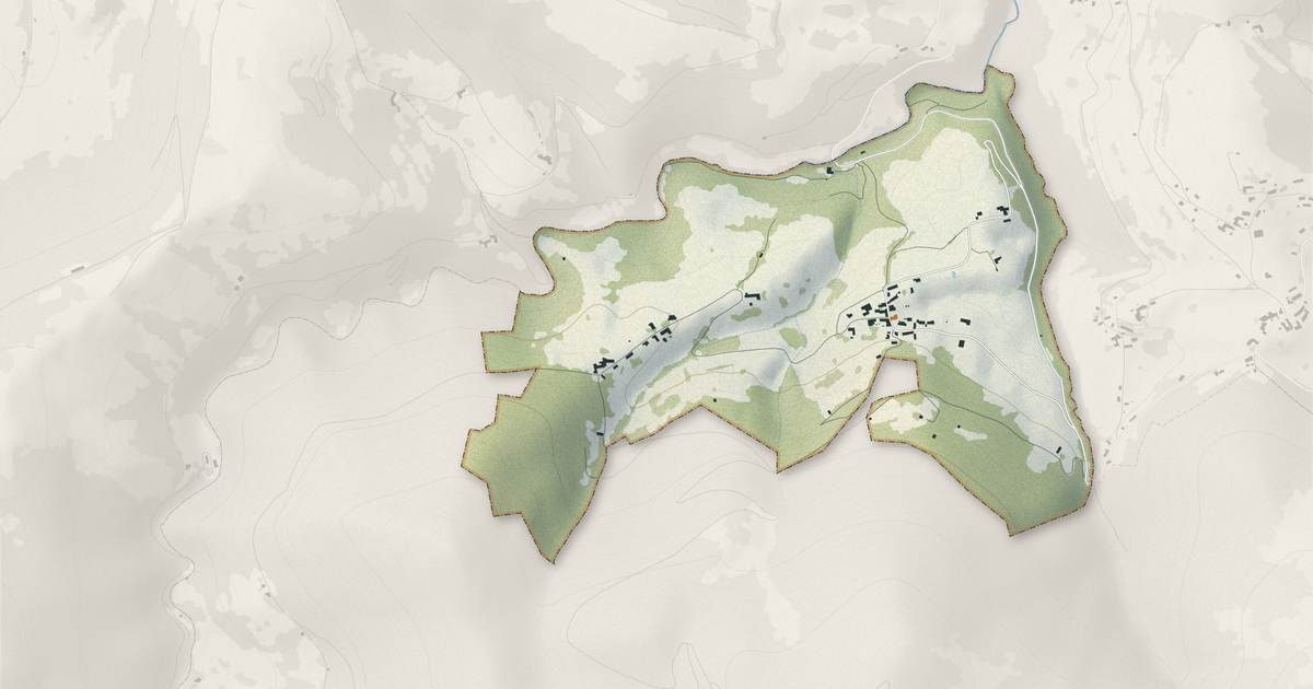 Portrait cartographique de Arrodets : relief, eau, forêts, bâti et voies, calculés à partir des données de l'IGN