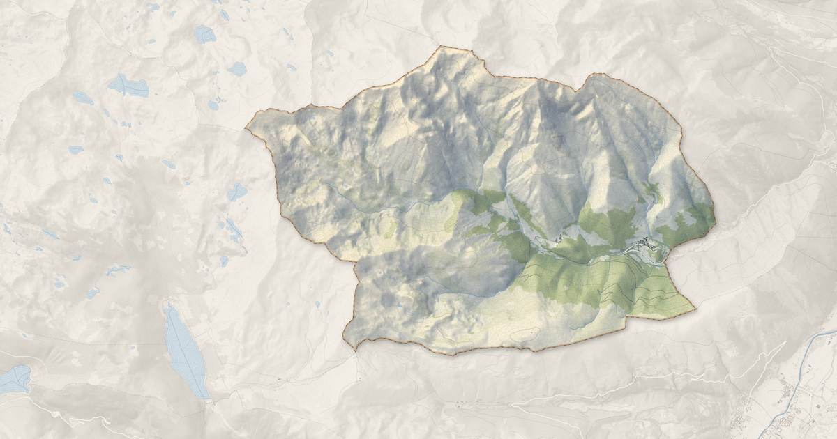 Portrait cartographique de Aulon : relief, eau, forêts, bâti et voies, calculés à partir des données de l'IGN