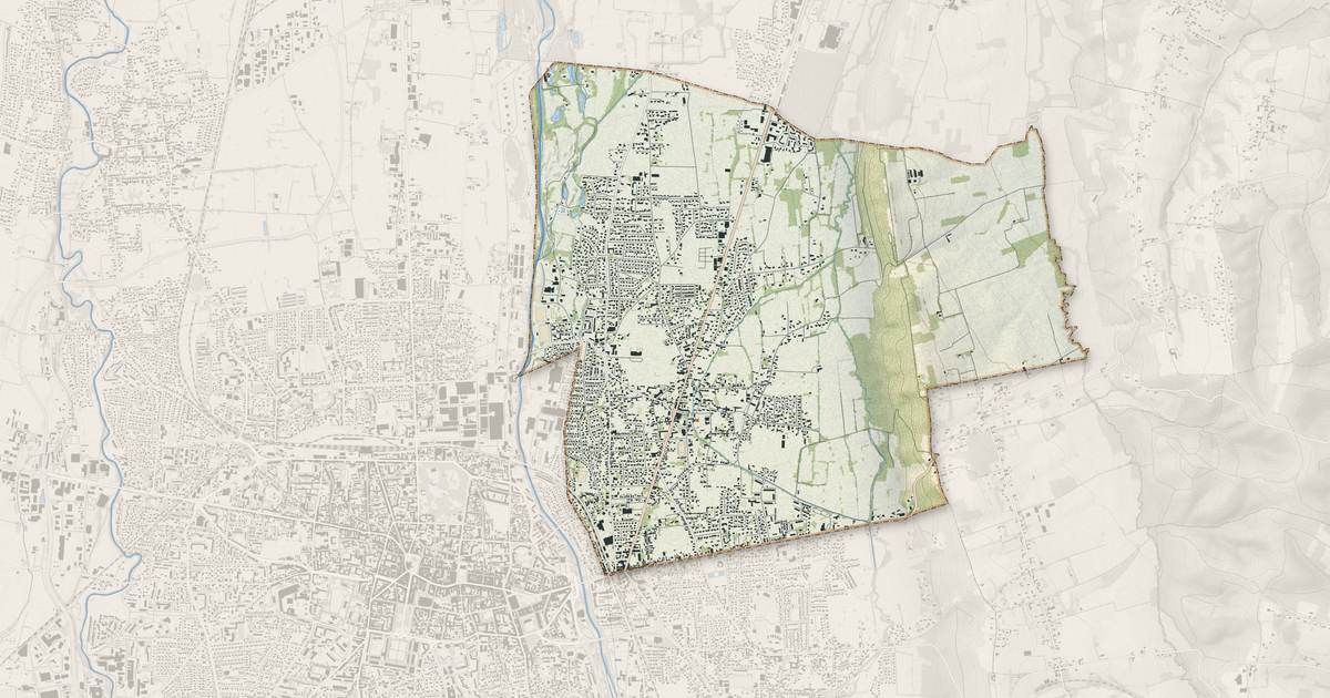 Portrait cartographique de Aureilhan : relief, eau, forêts, bâti et voies, calculés à partir des données de l'IGN