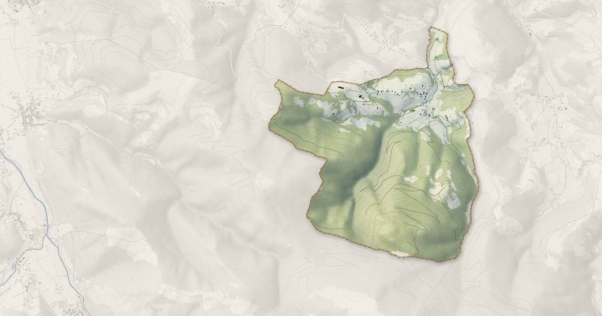 Portrait cartographique de Banios : relief, eau, forêts, bâti et voies, calculés à partir des données de l'IGN
