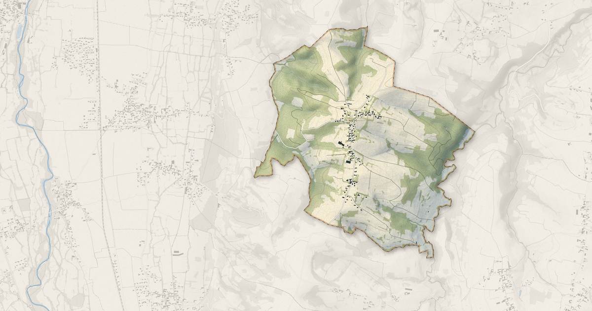 Portrait cartographique de Barbazan-Dessus : relief, eau, forêts, bâti et voies, calculés à partir des données de l'IGN