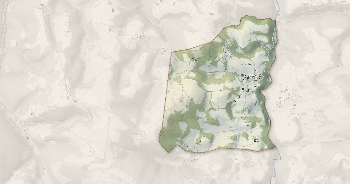 Portrait cartographique de Batsère : relief, eau, forêts, bâti et voies, calculés à partir des données de l'IGN