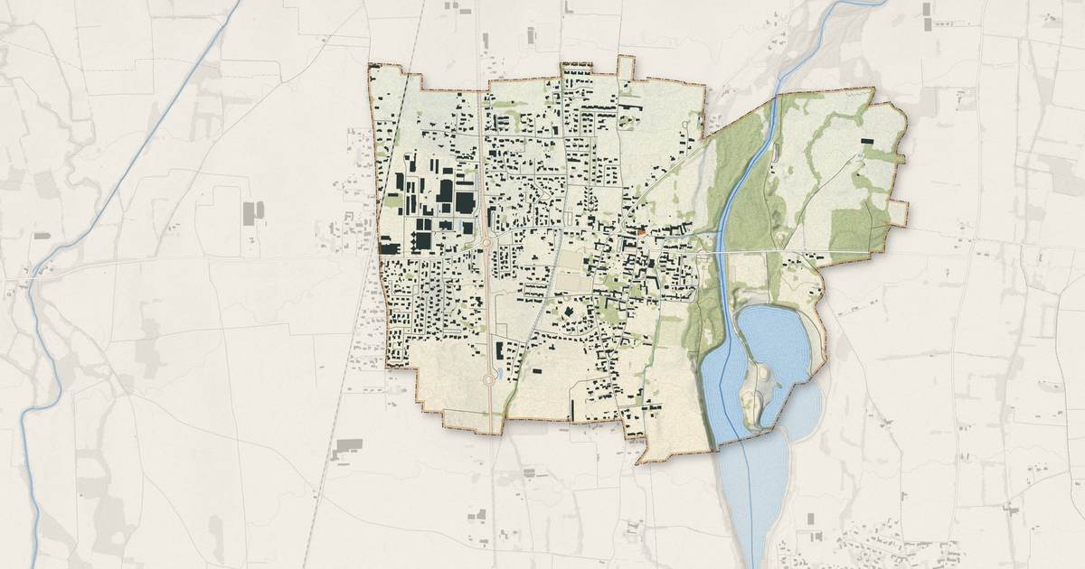 Portrait cartographique de Bazet : relief, eau, forêts, bâti et voies, calculés à partir des données de l'IGN