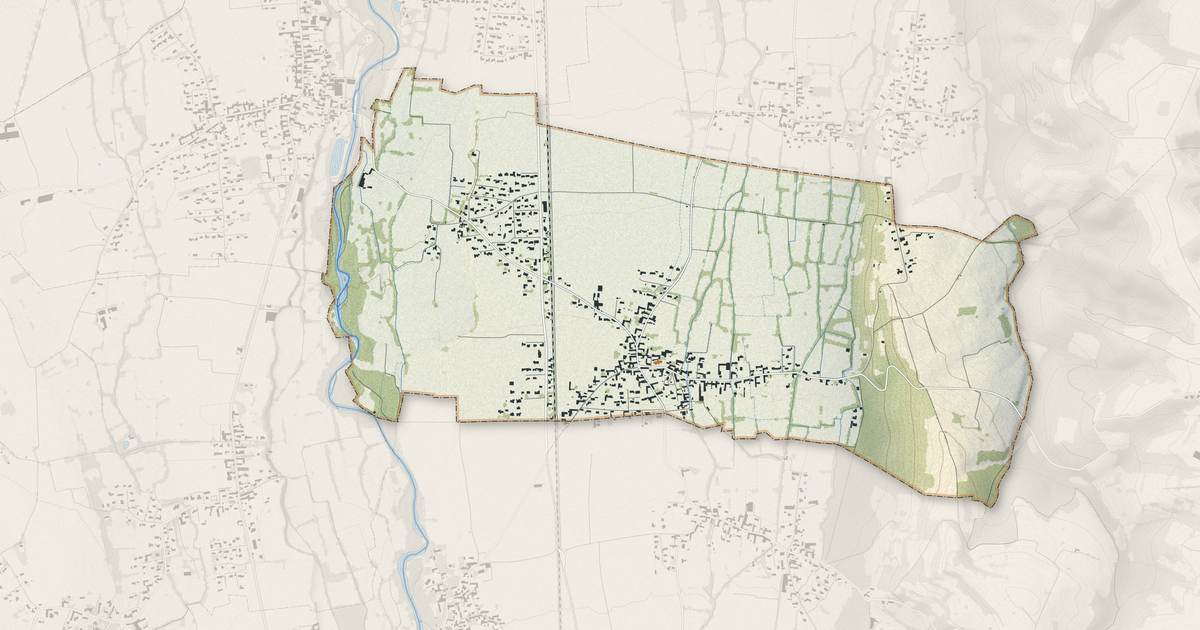 Portrait cartographique de Bernac-Debat : relief, eau, forêts, bâti et voies, calculés à partir des données de l'IGN