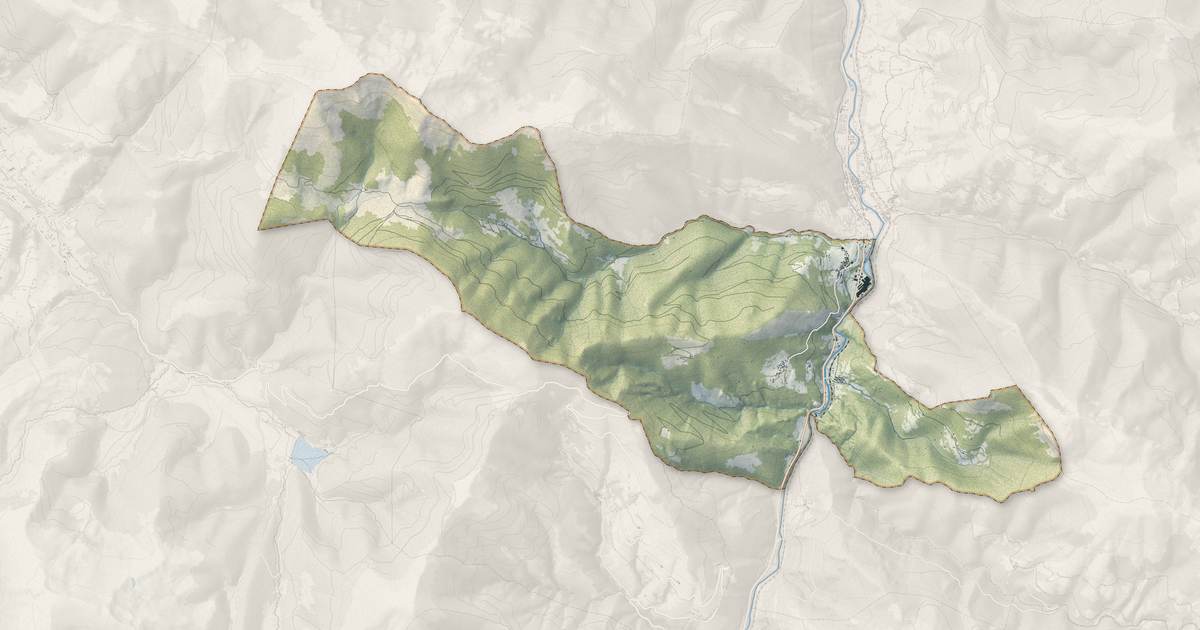 Portrait cartographique de Beyrède-Jumet-Camous : relief, eau, forêts, bâti et voies, calculés à partir des données de l'IGN