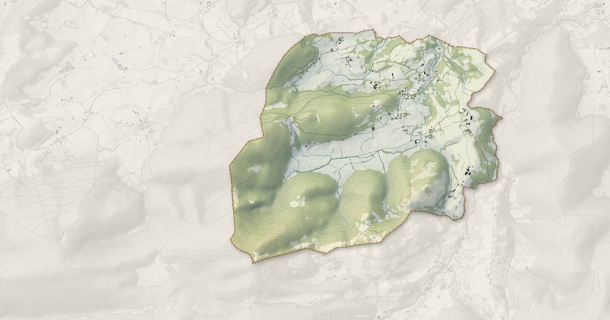 Portrait cartographique de Bize : relief, eau, forêts, bâti et voies, calculés à partir des données de l'IGN