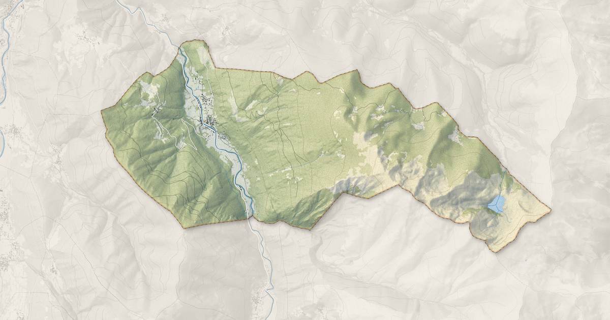 Portrait cartographique de Bordères-Louron : relief, eau, forêts, bâti et voies, calculés à partir des données de l'IGN