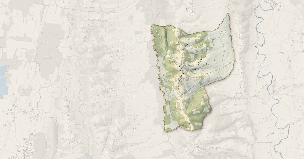 Portrait cartographique de Bouilh-Péreuilh : relief, eau, forêts, bâti et voies, calculés à partir des données de l'IGN