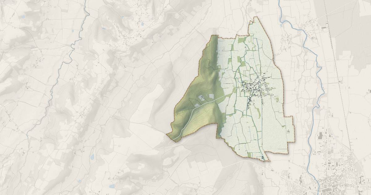 Portrait cartographique de Caixon : relief, eau, forêts, bâti et voies, calculés à partir des données de l'IGN