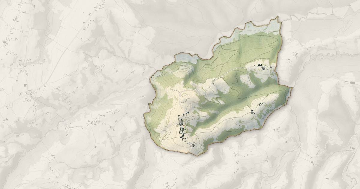 Portrait cartographique de Castillon : relief, eau, forêts, bâti et voies, calculés à partir des données de l'IGN
