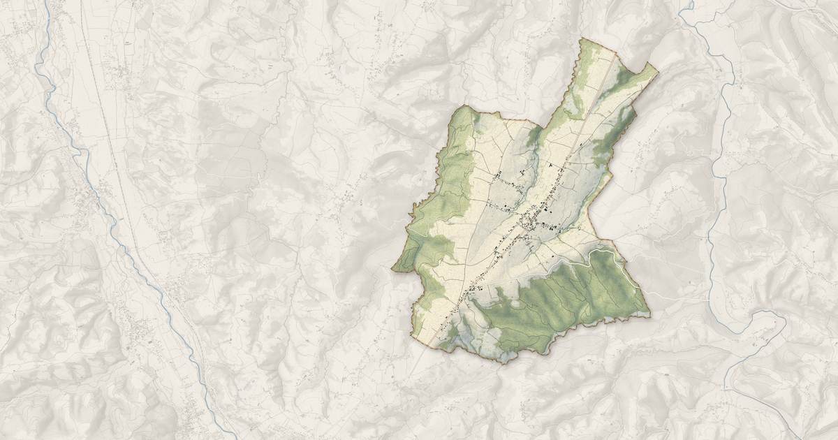 Portrait cartographique de Cieutat : relief, eau, forêts, bâti et voies, calculés à partir des données de l'IGN