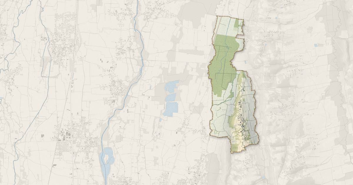 Portrait cartographique de Dours : relief, eau, forêts, bâti et voies, calculés à partir des données de l'IGN