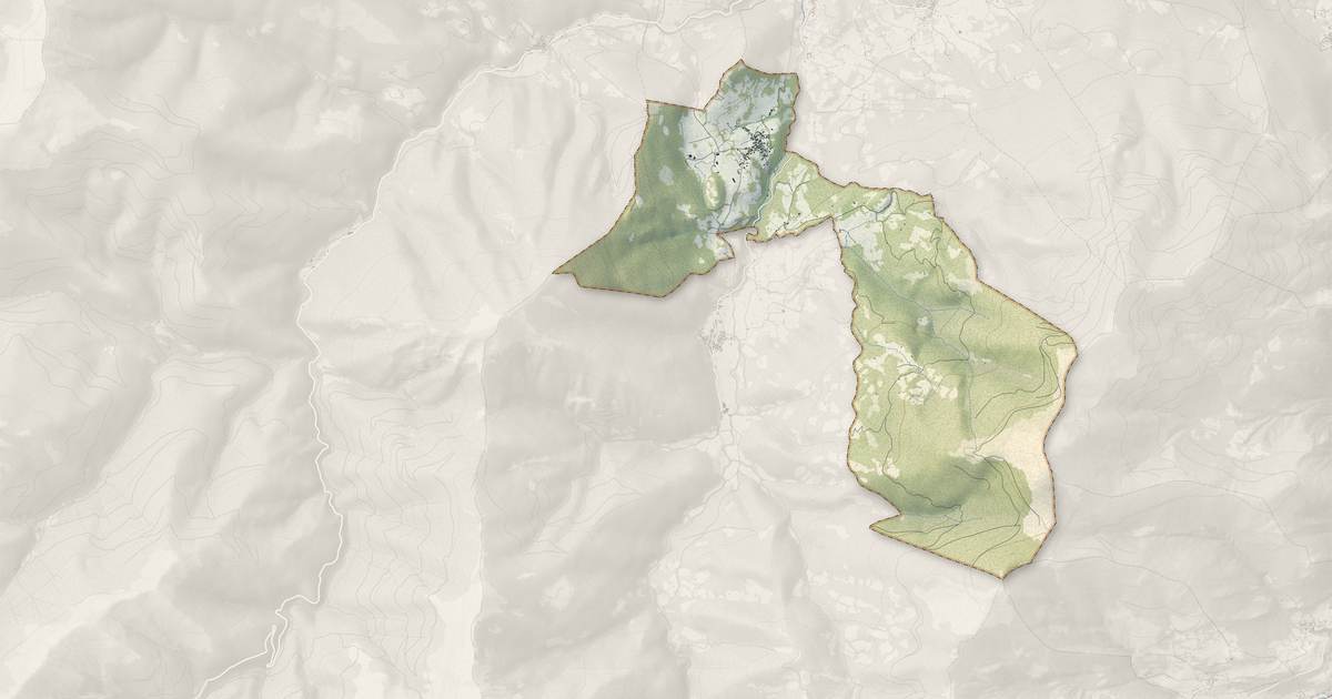 Portrait cartographique de Esbareich : relief, eau, forêts, bâti et voies, calculés à partir des données de l'IGN