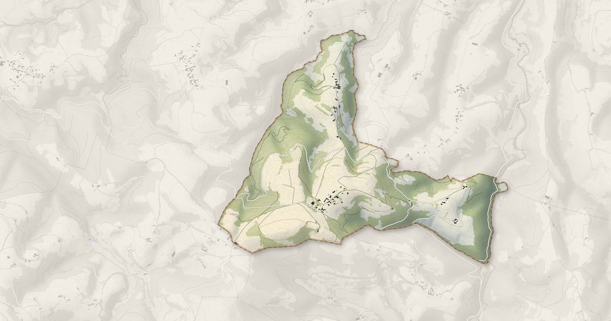 Portrait cartographique de Esconnets : relief, eau, forêts, bâti et voies, calculés à partir des données de l'IGN