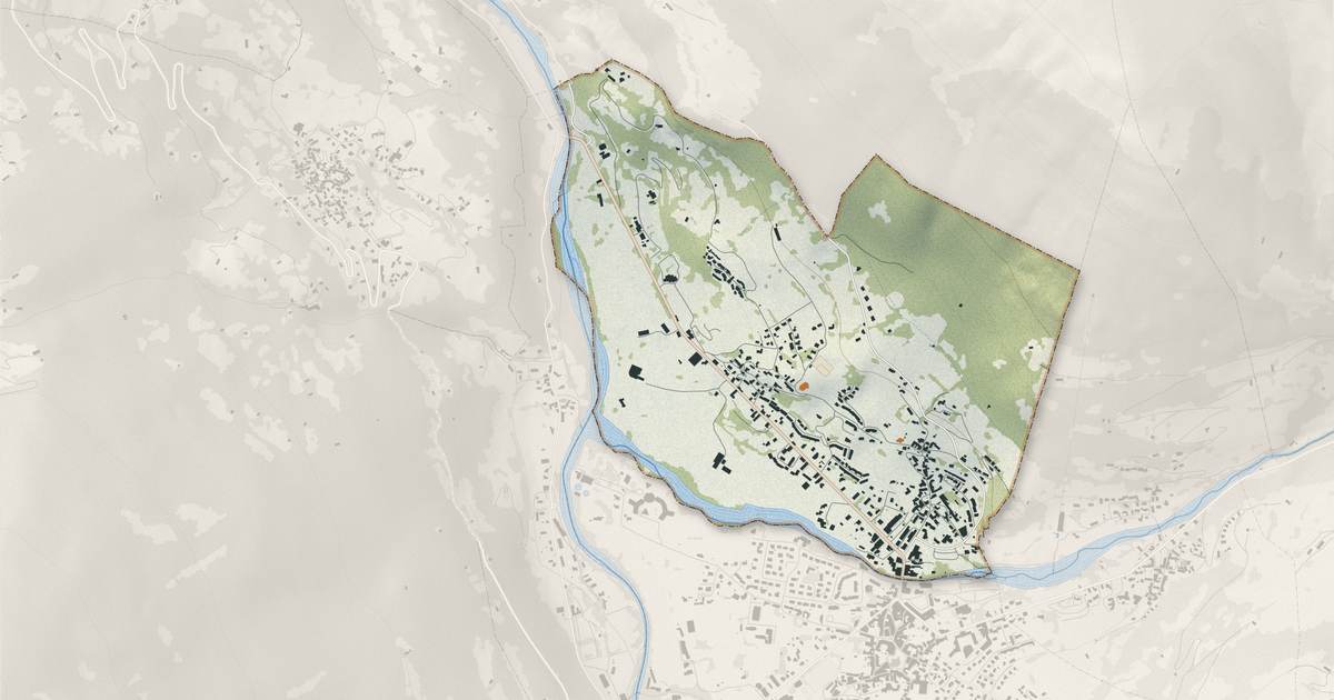 Portrait cartographique de Esquièze-Sère : relief, eau, forêts, bâti et voies, calculés à partir des données de l'IGN