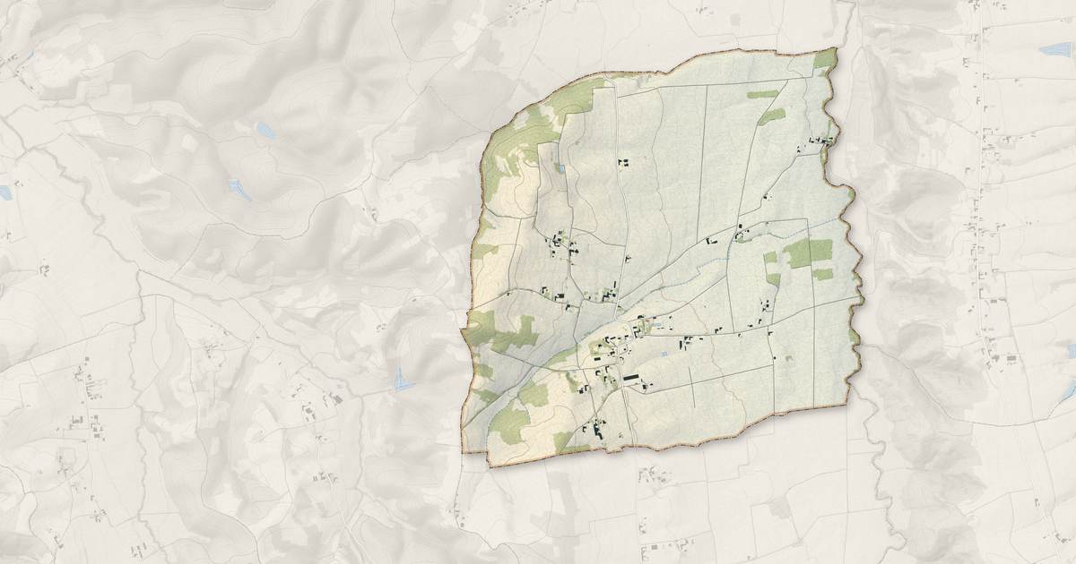 Portrait cartographique de Estampures : relief, eau, forêts, bâti et voies, calculés à partir des données de l'IGN