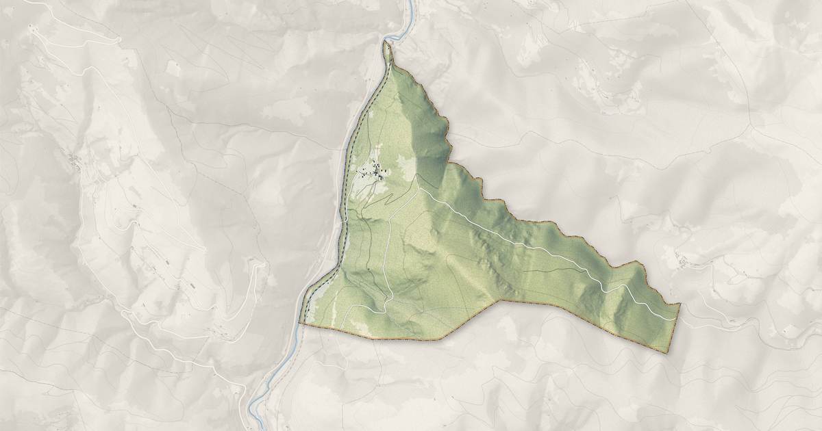 Portrait cartographique de Fréchet-Aure : relief, eau, forêts, bâti et voies, calculés à partir des données de l'IGN