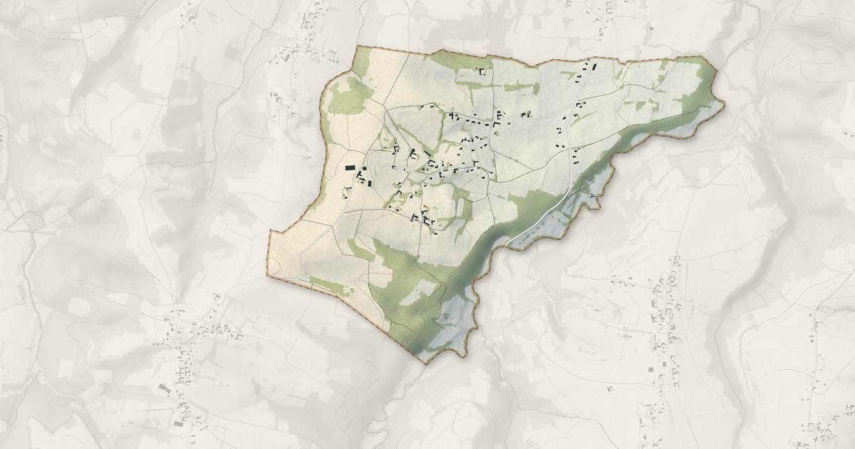 Portrait cartographique de Fréchou-Fréchet : relief, eau, forêts, bâti et voies, calculés à partir des données de l'IGN