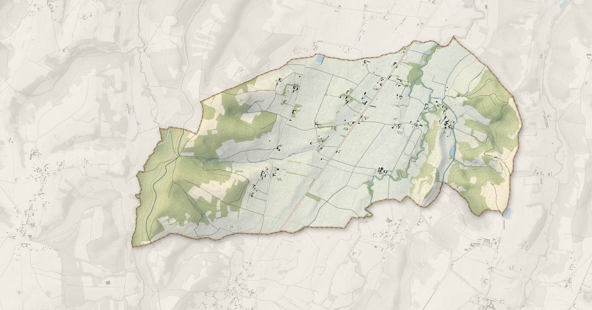 Portrait cartographique de Gaussan : relief, eau, forêts, bâti et voies, calculés à partir des données de l'IGN