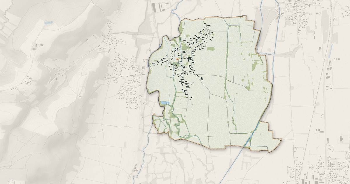 Portrait cartographique de Gayan : relief, eau, forêts, bâti et voies, calculés à partir des données de l'IGN