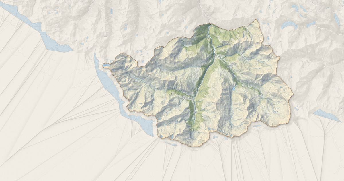 Portrait cartographique de Gavarnie-Gèdre : relief, eau, forêts, bâti et voies, calculés à partir des données de l'IGN