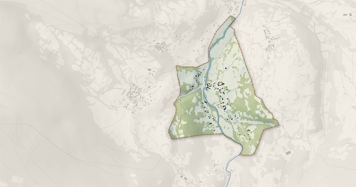 Portrait cartographique de Gembrie : relief, eau, forêts, bâti et voies, calculés à partir des données de l'IGN