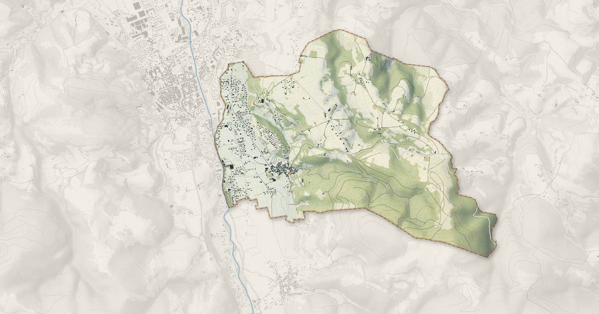 Portrait cartographique de Gerde : relief, eau, forêts, bâti et voies, calculés à partir des données de l'IGN