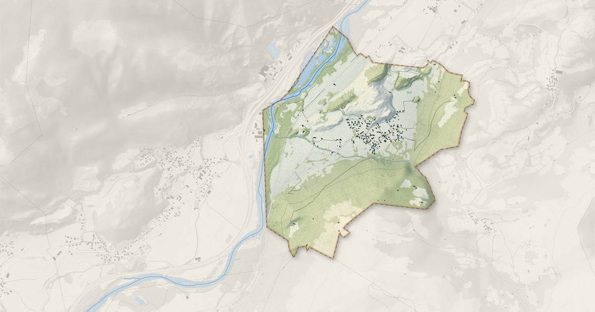 Portrait cartographique de Geu : relief, eau, forêts, bâti et voies, calculés à partir des données de l'IGN