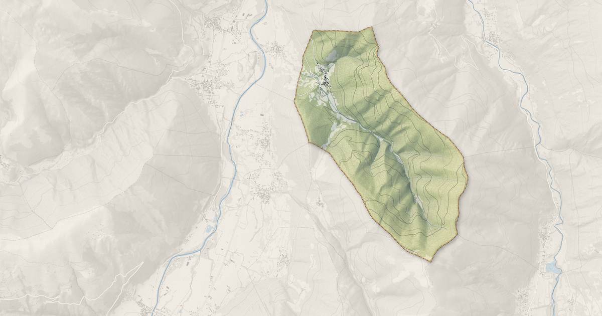 Portrait cartographique de Gouaux : relief, eau, forêts, bâti et voies, calculés à partir des données de l'IGN
