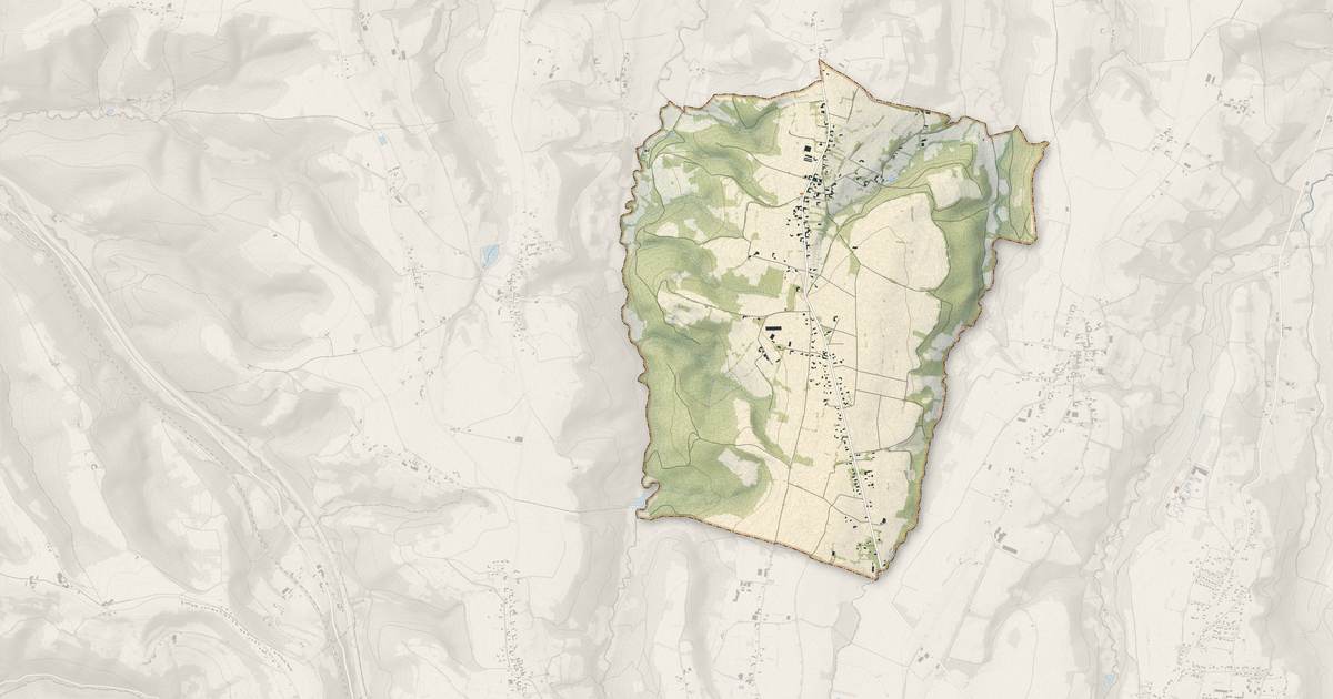 Portrait cartographique de Houeydets : relief, eau, forêts, bâti et voies, calculés à partir des données de l'IGN