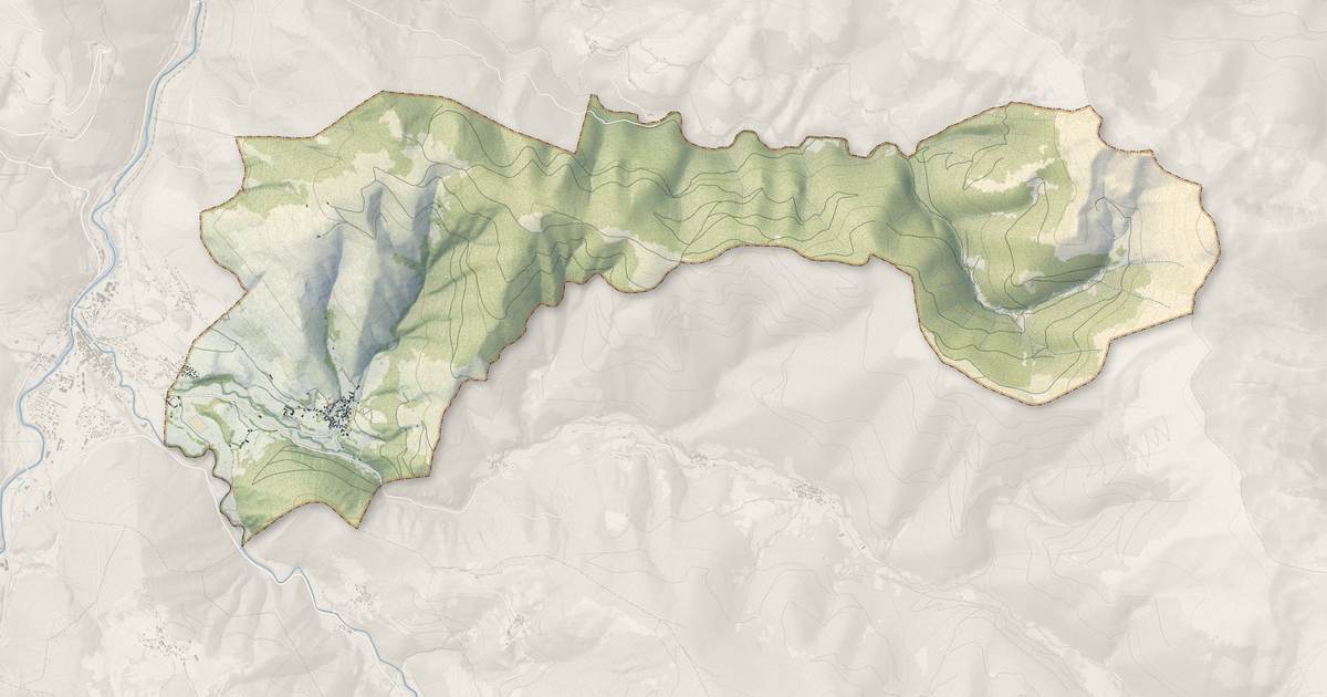 Portrait cartographique de Jézeau : relief, eau, forêts, bâti et voies, calculés à partir des données de l'IGN