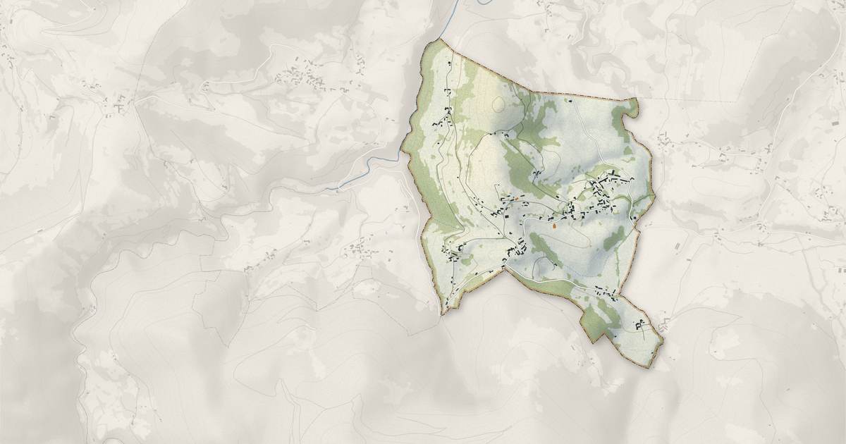 Portrait cartographique de Laborde : relief, eau, forêts, bâti et voies, calculés à partir des données de l'IGN