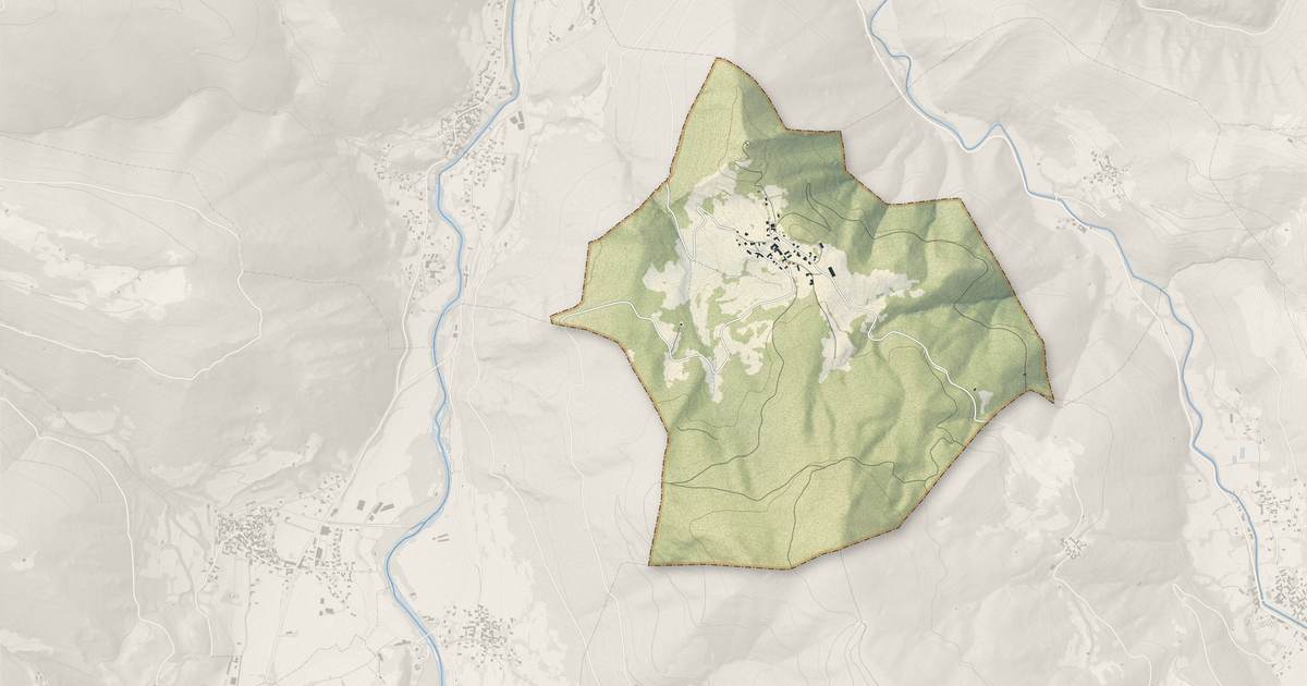 Portrait cartographique de Lançon : relief, eau, forêts, bâti et voies, calculés à partir des données de l'IGN