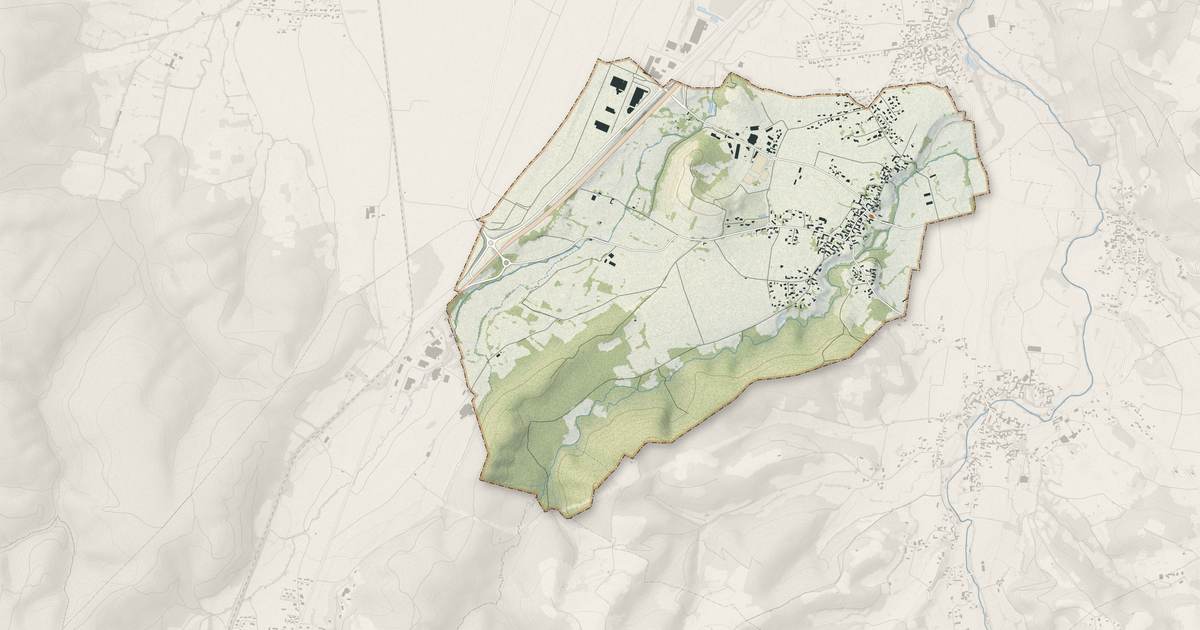 Portrait cartographique de Lanne : relief, eau, forêts, bâti et voies, calculés à partir des données de l'IGN