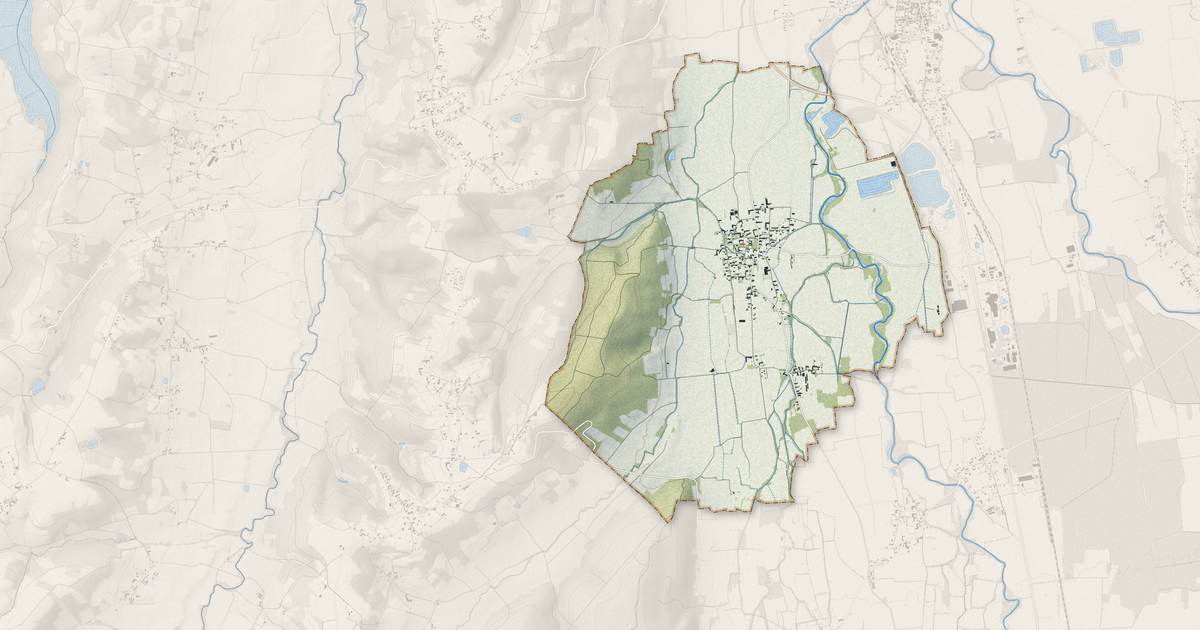 Portrait cartographique de Larreule : relief, eau, forêts, bâti et voies, calculés à partir des données de l'IGN