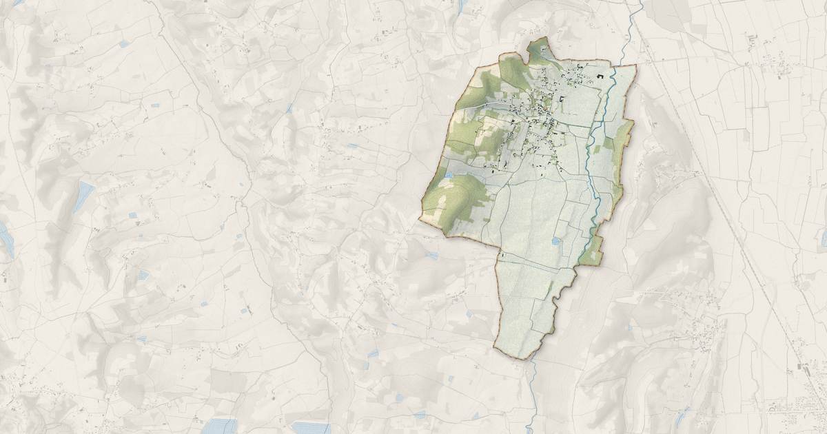 Portrait cartographique de Lascazères : relief, eau, forêts, bâti et voies, calculés à partir des données de l'IGN