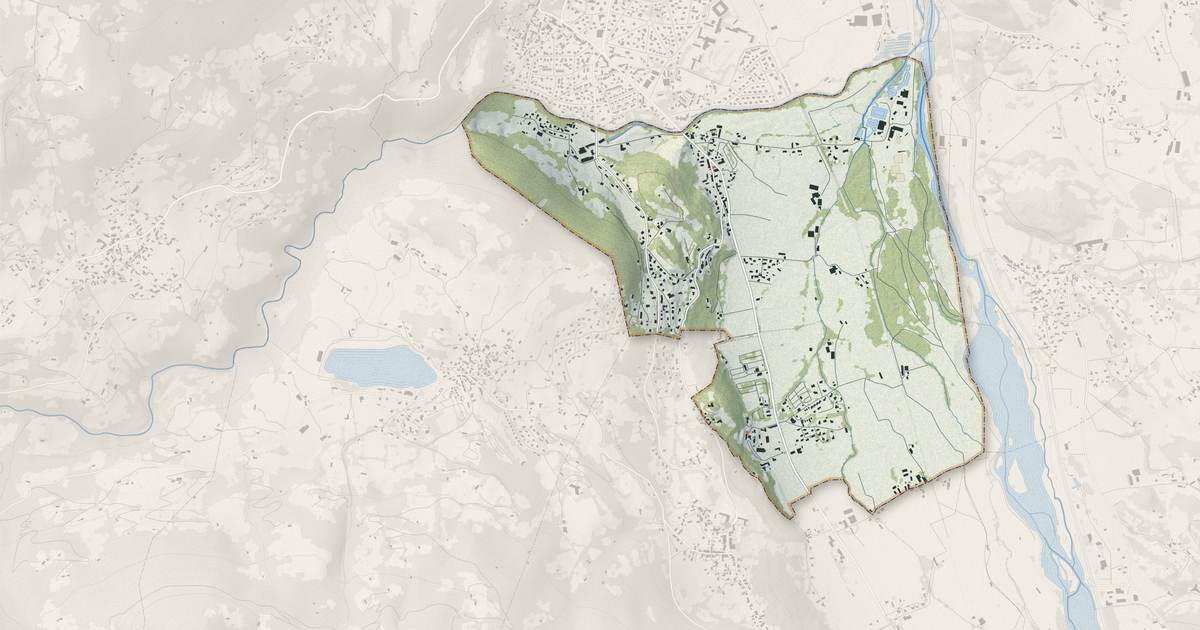 Portrait cartographique de Lau-Balagnas : relief, eau, forêts, bâti et voies, calculés à partir des données de l'IGN