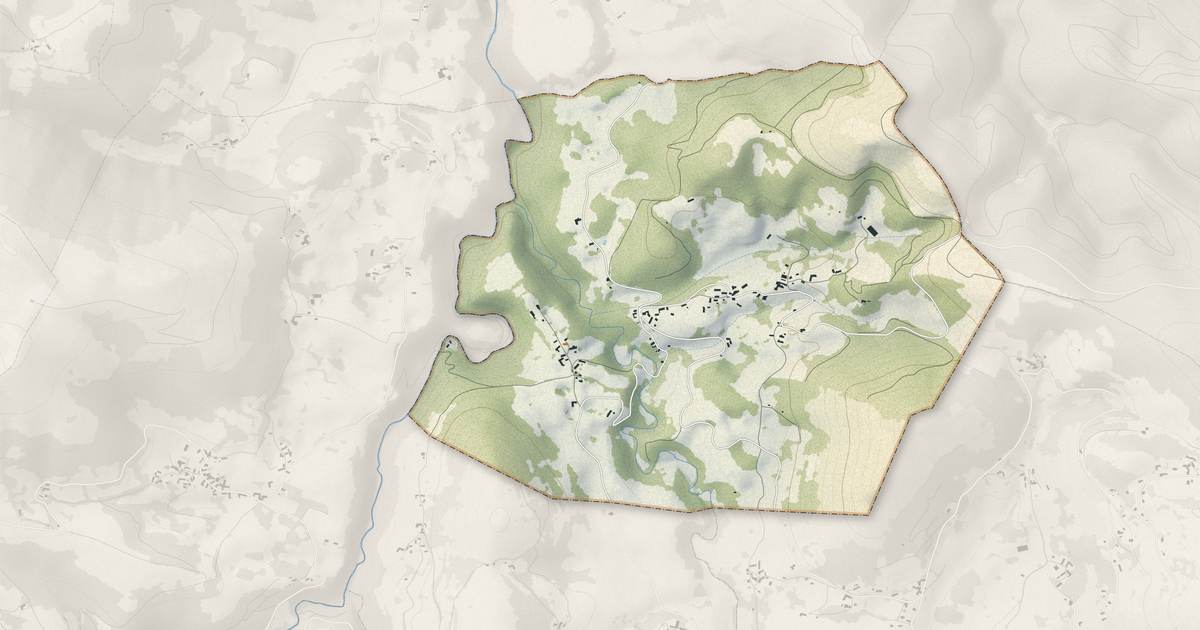 Portrait cartographique de Lomné : relief, eau, forêts, bâti et voies, calculés à partir des données de l'IGN