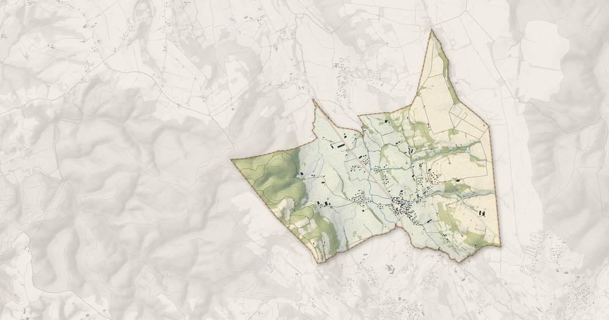 Portrait cartographique de Loubajac : relief, eau, forêts, bâti et voies, calculés à partir des données de l'IGN