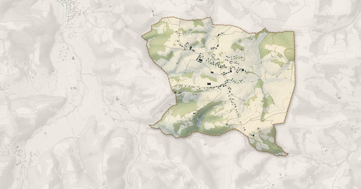 Portrait cartographique de Loucrup : relief, eau, forêts, bâti et voies, calculés à partir des données de l'IGN