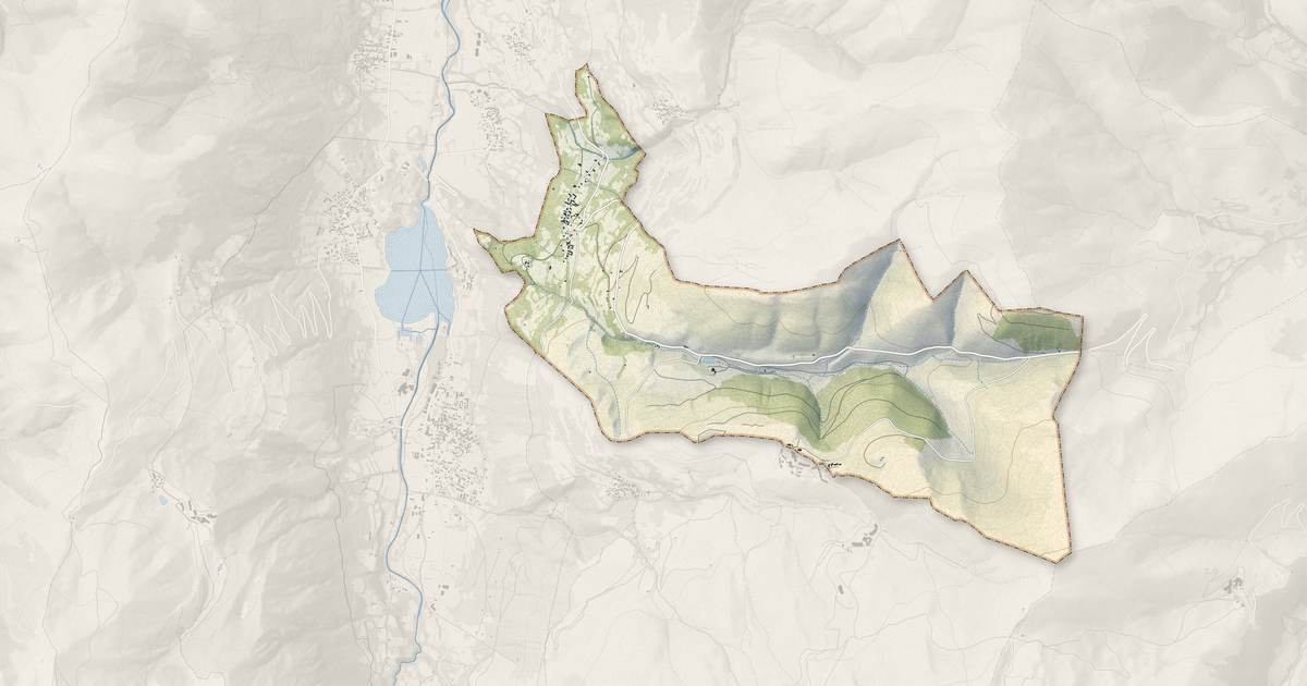 Portrait cartographique de Loudervielle : relief, eau, forêts, bâti et voies, calculés à partir des données de l'IGN