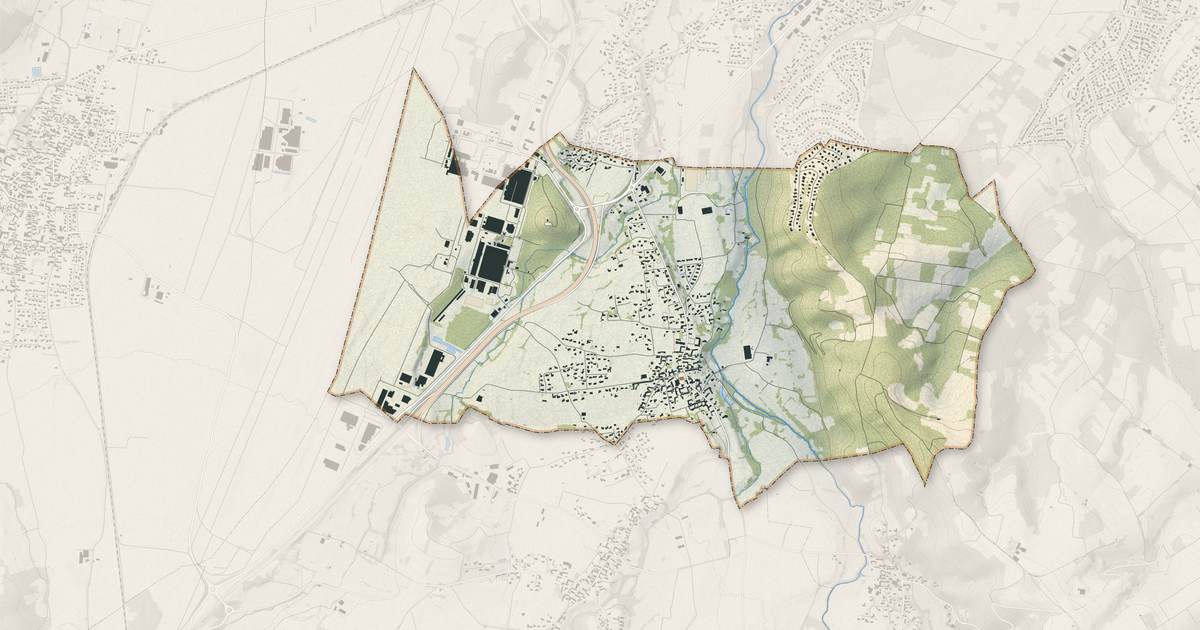 Portrait cartographique de Louey : relief, eau, forêts, bâti et voies, calculés à partir des données de l'IGN