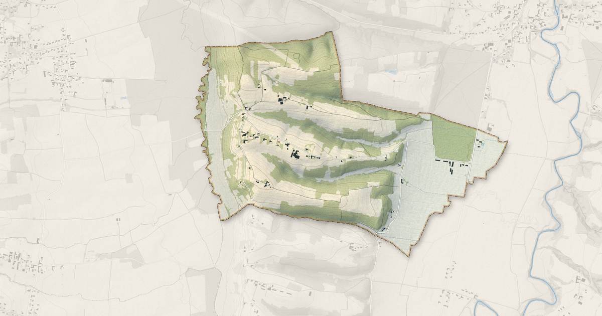Portrait cartographique de Marquerie : relief, eau, forêts, bâti et voies, calculés à partir des données de l'IGN