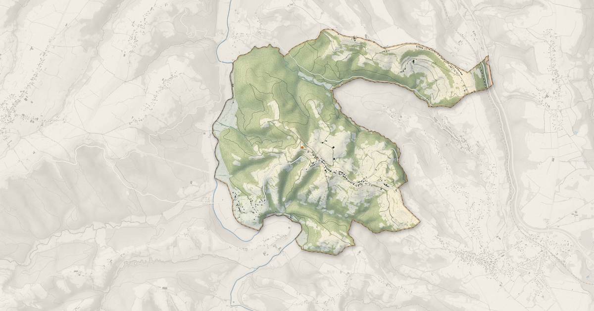 Portrait cartographique de Mauvezin : relief, eau, forêts, bâti et voies, calculés à partir des données de l'IGN