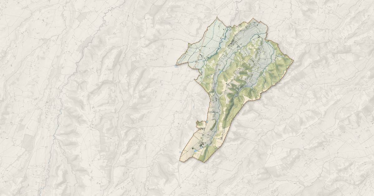Portrait cartographique de Monléon-Magnoac : relief, eau, forêts, bâti et voies, calculés à partir des données de l'IGN