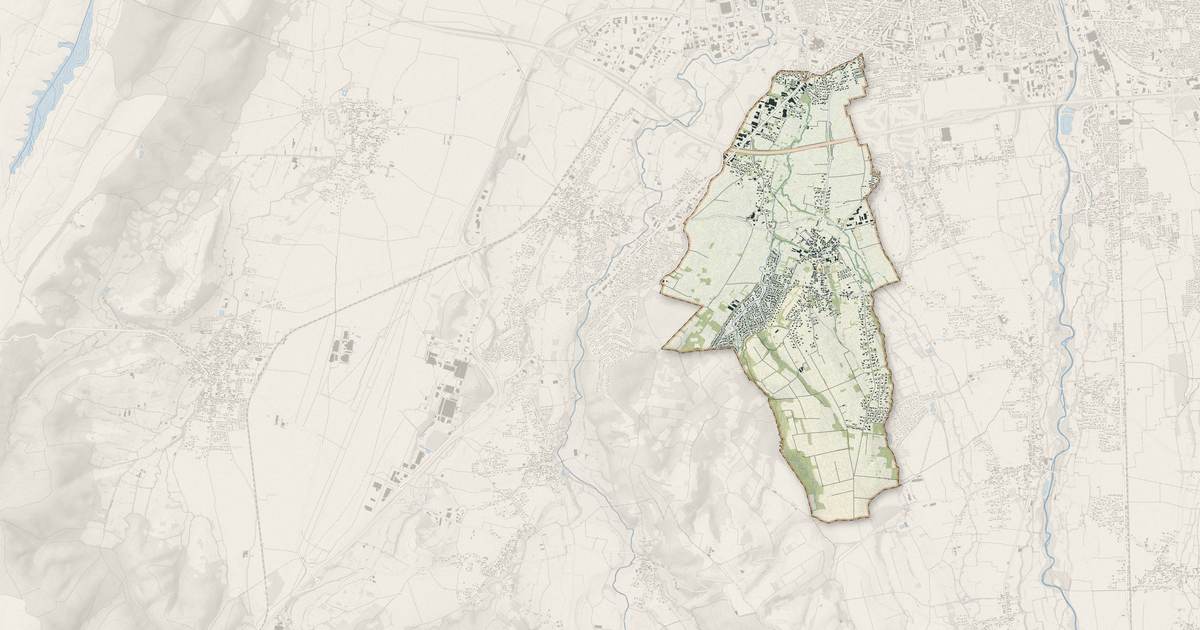 Portrait cartographique de Odos : relief, eau, forêts, bâti et voies, calculés à partir des données de l'IGN
