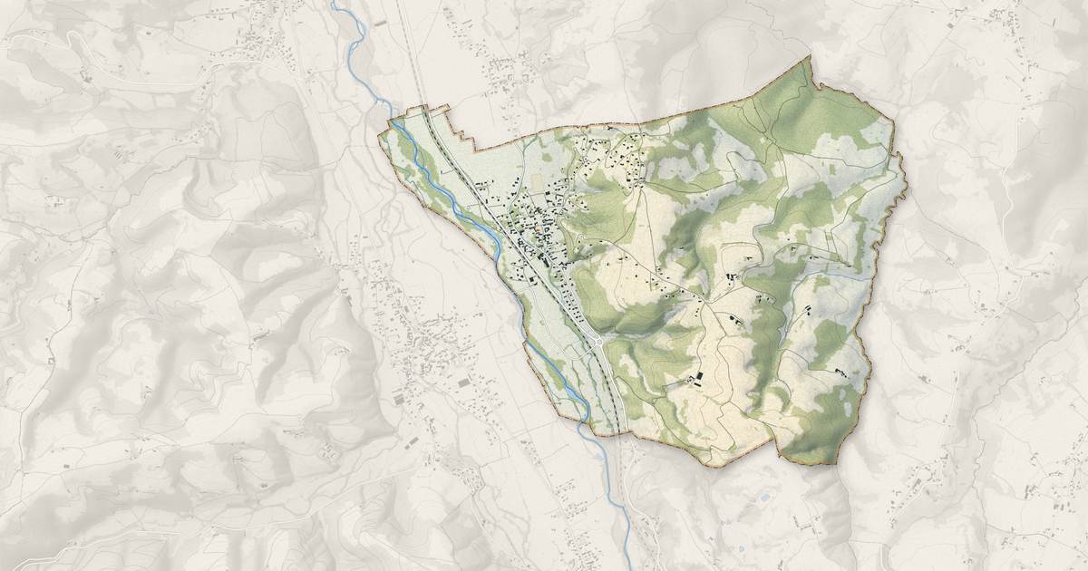Portrait cartographique de Ordizan : relief, eau, forêts, bâti et voies, calculés à partir des données de l'IGN