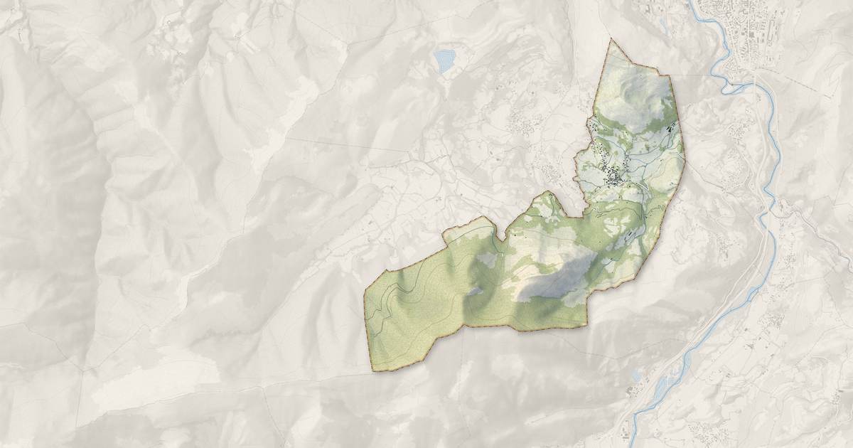 Portrait cartographique de Ossen : relief, eau, forêts, bâti et voies, calculés à partir des données de l'IGN